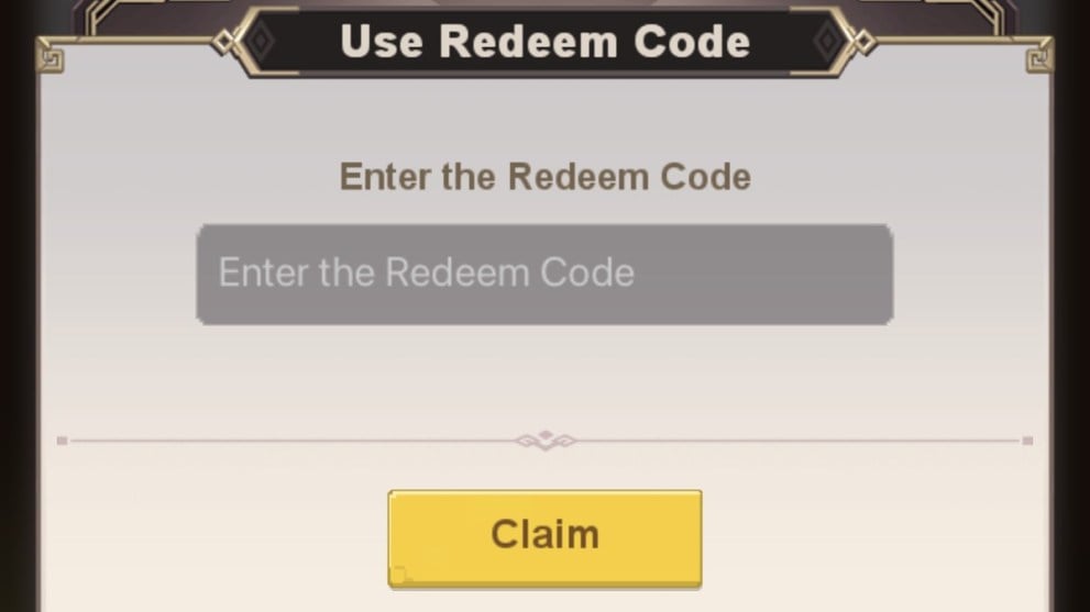 The code redemption screen in Pixel Heroes.